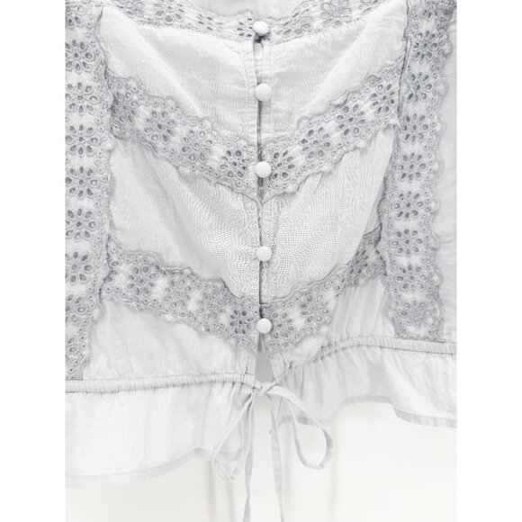 AE Lace Button-Up Cami Tank Top in Blue M - Picture 4 of 12